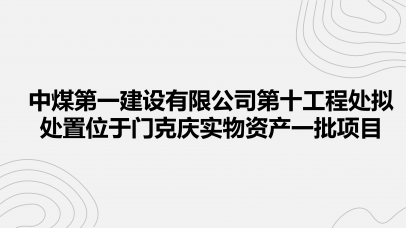 中煤第一建设有限公司第十工程处拟处置位于门克庆实物资产一批项目