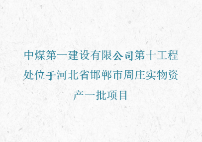 中煤第一建设有限公司第十工程处位于河北省邯郸市周庄实物资产一批项目