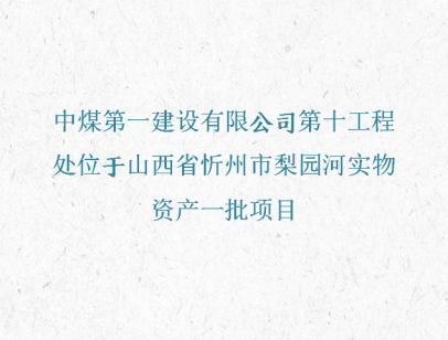 中煤第一建设有限公司第十工程处位于山西省忻州市梨园河实物资产一批项目