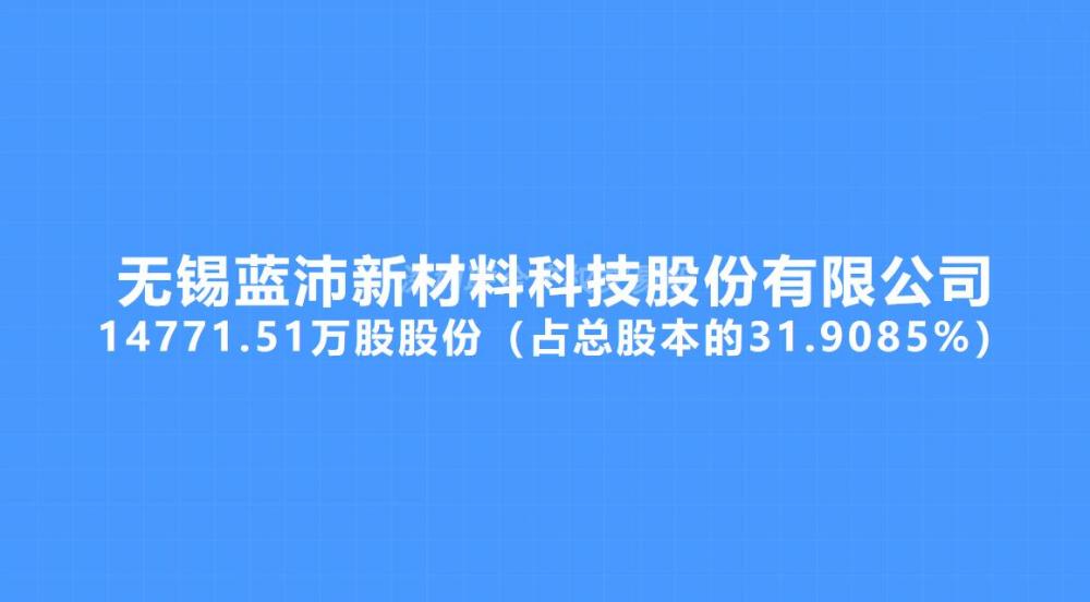 无锡蓝沛新材料科技股份有限公司14771.51万股股份（占总股本的31.9085%）